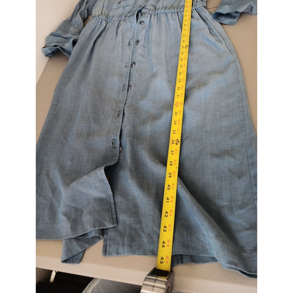 Norm Thompson Shirt Dress Womens 10 Button Up Blue Chambray Prairie Western VTG - Picture 9 of 9